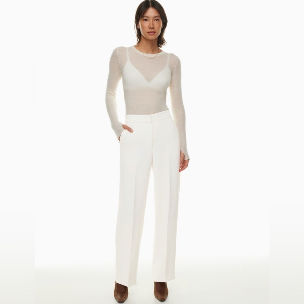 Aritzia White High-Rise Wide-Leg Trousers
